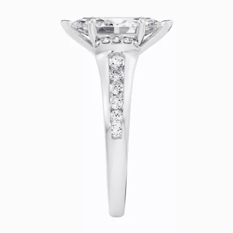 F / Vs2) Womens / CT. T.W. Lab Grown White Diamond 10K Gold Marquise Side Stone Engagement Ring