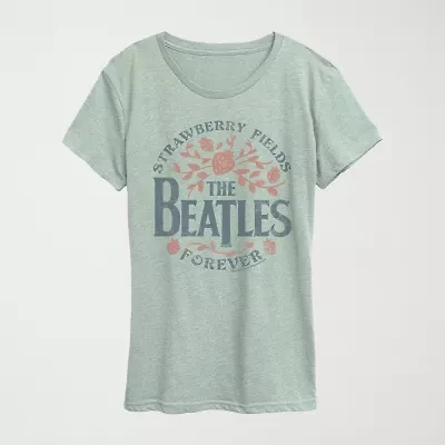Strawberry Fields Womens Crew Neck Short Sleeve Classic Fit The Beatles Graphic T-Shirt