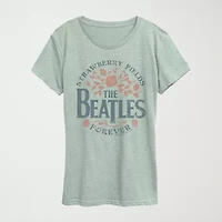 Strawberry Fields Womens Crew Neck Short Sleeve Classic Fit The Beatles Graphic T-Shirt