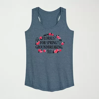 Florals For Spring Womens Crew Neck Sleeveless Tank Top
