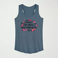 Florals For Spring Womens Crew Neck Sleeveless Tank Top