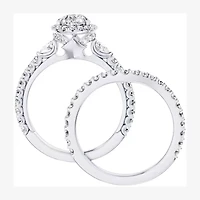 Enchanted Disney Fine Jewelry Belle (F / Si1) Womens 2 1/8 Ct. T.W. Lab Grown White Diamond 10K Gold Beauty and the Beast Princess Side Stone Halo Bridal Set