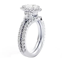 Enchanted Disney Fine Jewelry Belle (F / Si1) Womens 2 1/8 Ct. T.W. Lab Grown White Diamond 10K Gold Beauty and the Beast Princess Side Stone Halo Bridal Set