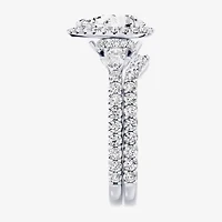 Enchanted Disney Fine Jewelry Belle (F / Si1) Womens 2 1/8 Ct. T.W. Lab Grown White Diamond 10K Gold Beauty and the Beast Princess Side Stone Halo Bridal Set