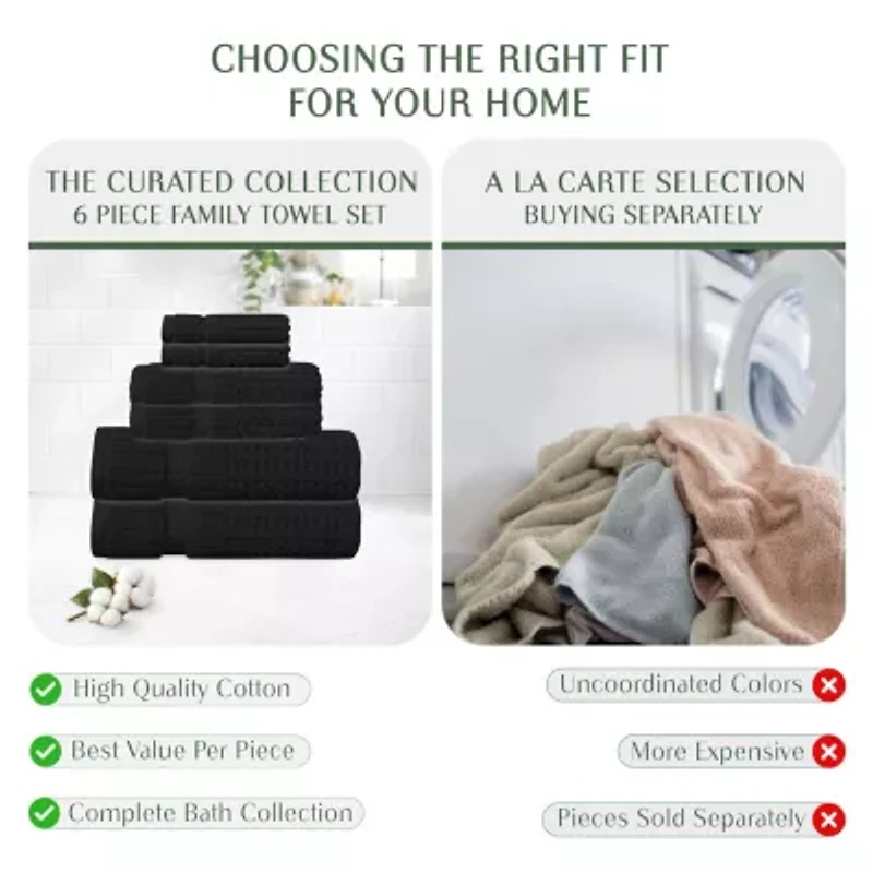 Home Weavers Inc Willow Collection 630gsm 100% Cotton Zero Twist Super Absorbent -pc. Quick Dry Bath Towel Set