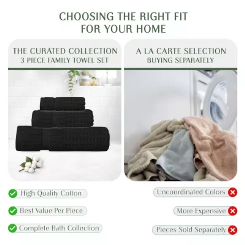 Home Weavers Inc Willow Collection 100% Cotton Zero Twist Super Absorbent -pc. Quick Dry Bath Towel Set