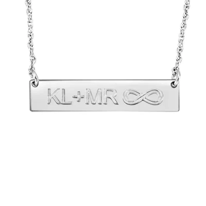 Personalized Couples Initials and Infinity Bar Pendant Necklace