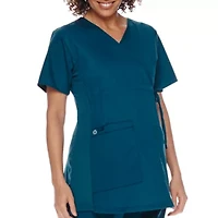 Wink® Wonderwork Maternity Mock Wrap Womens Short Sleeve Tag Free Scrub Top