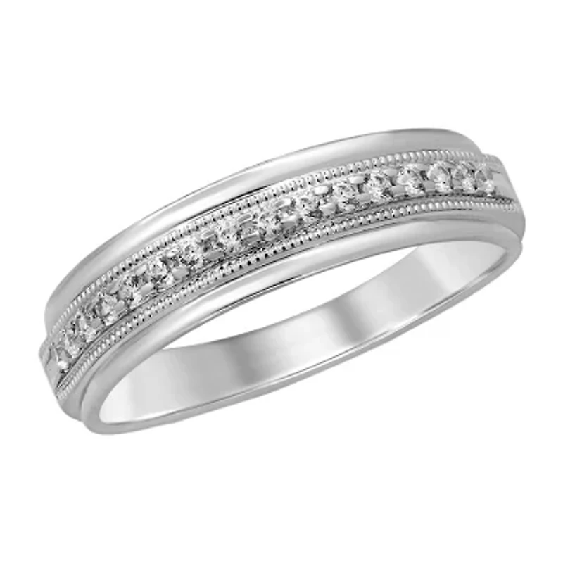 Mens 3MM 1/4 CT. T.W. Natural White Diamond 10K Gold Wedding Band