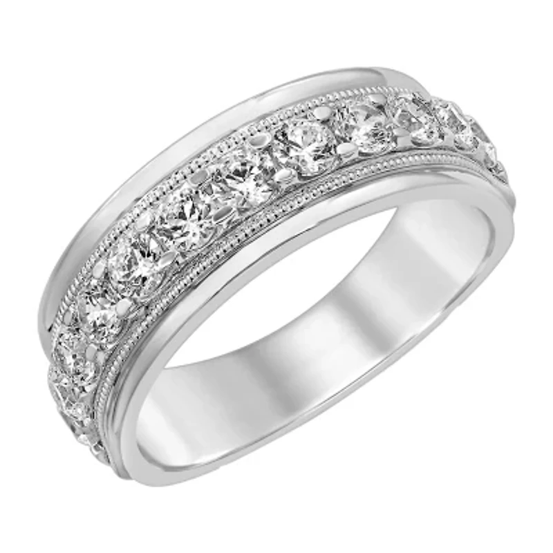 Mens 4.5MM 1 1/2 CT. T.W. Natural White Diamond 10K Gold Wedding Band