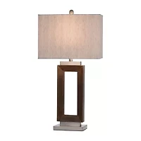 Stylecraft Moulded Hollow Rectangle Brushed Steel Accents Blue Finish Polyresin Table Lamp