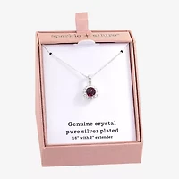 Sparkle Allure Womens Red Crystal Pure Silver Over Brass Round 16 Inch Pendant Necklace