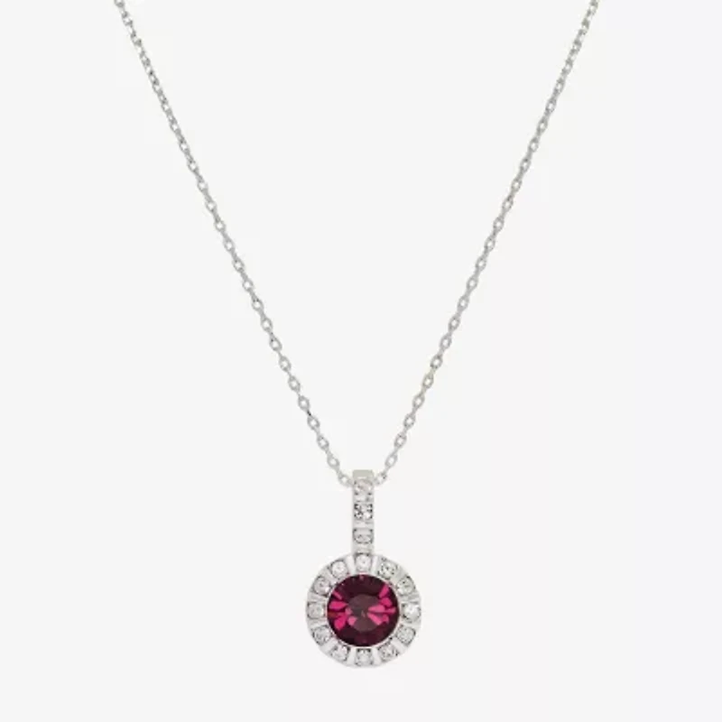 Sparkle Allure Womens Red Crystal Pure Silver Over Brass Round 16 Inch Pendant Necklace