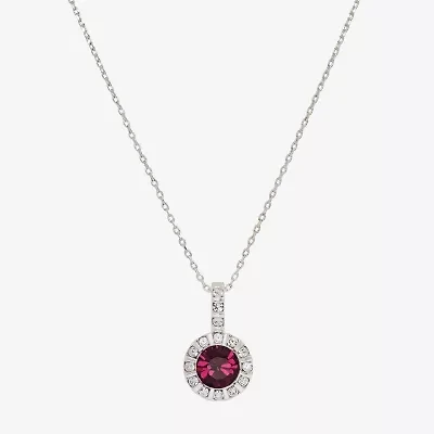 Sparkle Allure Womens Red Crystal Pure Silver Over Brass Round 16 Inch Pendant Necklace