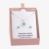Sparkle Allure Womens Blue Crystal Pure Silver Over Brass Round 2-pc. Jewelry Set