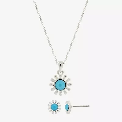 Sparkle Allure Womens Blue Crystal Pure Silver Over Brass Round 2-pc. Jewelry Set