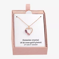 Sparkle Allure Womens Pink Crystal 18K Rose Gold Over Brass Heart 16 Inch Pendant Necklace