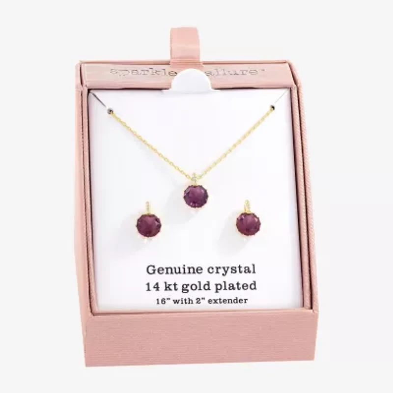 Sparkle Allure Womens Purple Crystal 14K Gold Over Brass Round 2-pc. Jewelry Set