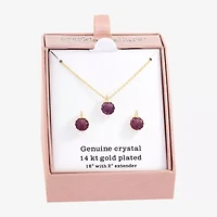 Sparkle Allure Womens Purple Crystal 14K Gold Over Brass Round 2-pc. Jewelry Set