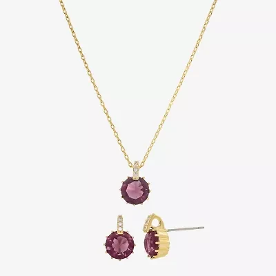 Sparkle Allure Womens Purple Crystal 14K Gold Over Brass Round 2-pc. Jewelry Set