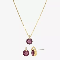 Sparkle Allure Womens Purple Crystal 14K Gold Over Brass Round 2-pc. Jewelry Set