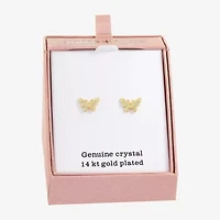 Sparkle Allure Crystal 14K Gold Over Brass 6mm Butterfly Stud Earrings