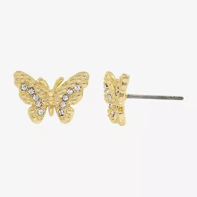 Sparkle Allure Crystal 14K Gold Over Brass 6mm Butterfly Stud Earrings