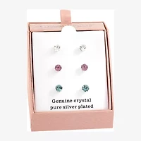 Sparkle Allure Womens Multi Color Crystal Round 3 Pair Earring Set
