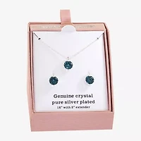 Sparkle Allure Womens Blue Crystal Pure Silver Over Brass Round 2-pc. Jewelry Set