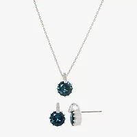 Sparkle Allure Womens Blue Crystal Pure Silver Over Brass Round 2-pc. Jewelry Set