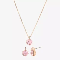 Sparkle Allure Womens Pink Crystal 18K Rose Gold Over Brass Round 2-pc. Jewelry Set