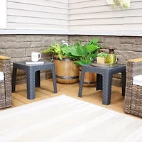 2pc Plastic Square Patio Side Table