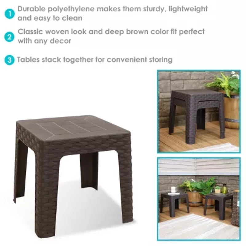 2pc Plastic Square Patio Side Table