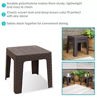 2pc Plastic Square Patio Side Table