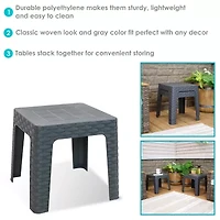 2pc Plastic Square Patio Side Table