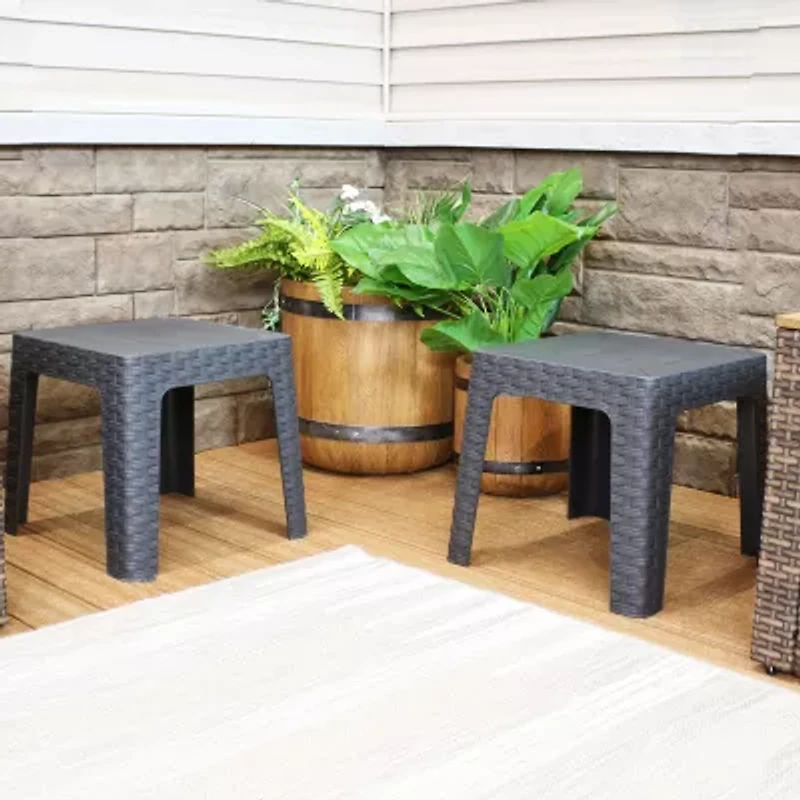2pc Plastic Square Patio Side Table