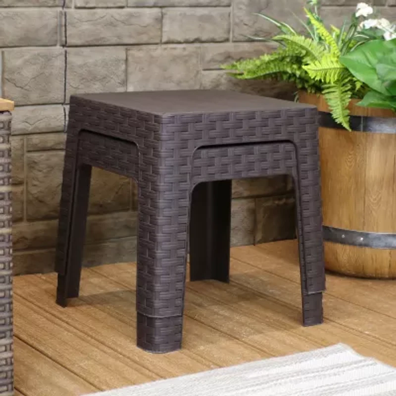 2pc Plastic Square Patio Side Table