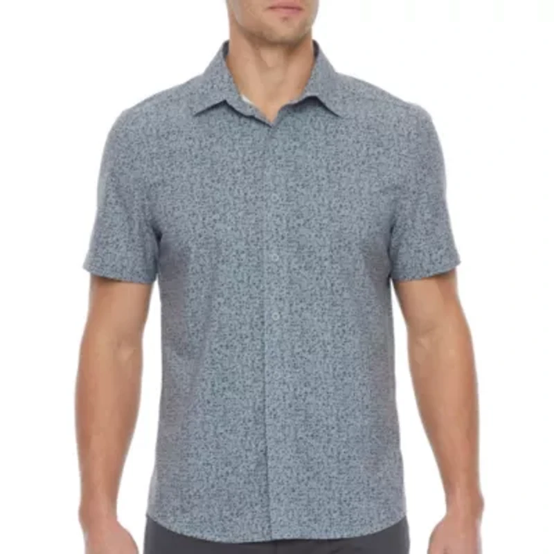 Stylus Big & Tall Mens Stretch Short Sleeve Button-Down Shirt