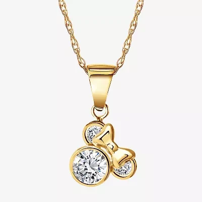 Disney Classics Girls Lab Created Cubic Zirconia 14K Gold 18 Inch Pendant Necklace