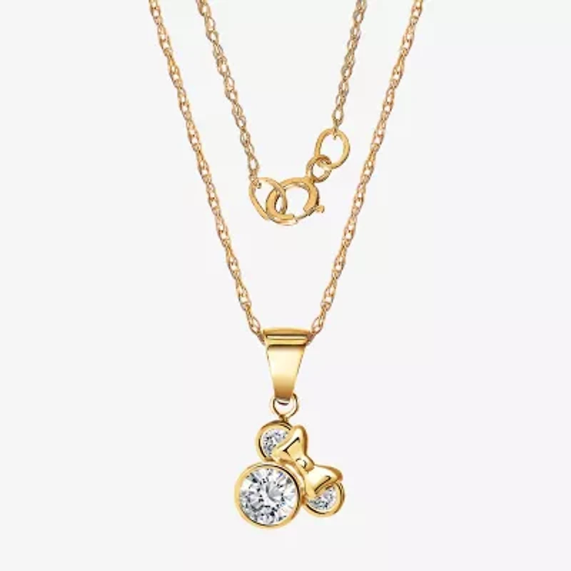 Disney Classics Girls Lab Created Cubic Zirconia 14K Gold 18 Inch Pendant Necklace
