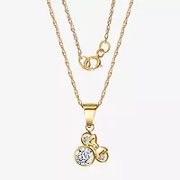 Disney Classics Girls Lab Created Cubic Zirconia 14K Gold 18 Inch Pendant Necklace