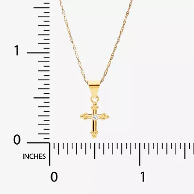 Girls 14K Gold Cross 15 Inch Pendant Necklace