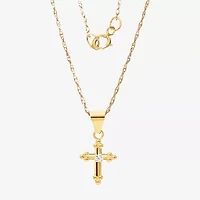 Girls 14K Gold Cross 15 Inch Pendant Necklace