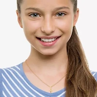 Girls 14K Gold Cross 15 Inch Pendant Necklace