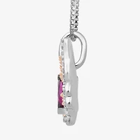 Enchanted Disney Fine Jewelry Womens 1/6 CT. T.W. Genuine Purple Amethyst 14K Rose Gold Over Silver Sterling Silver Butterfly 18 Inch Pendant Necklace