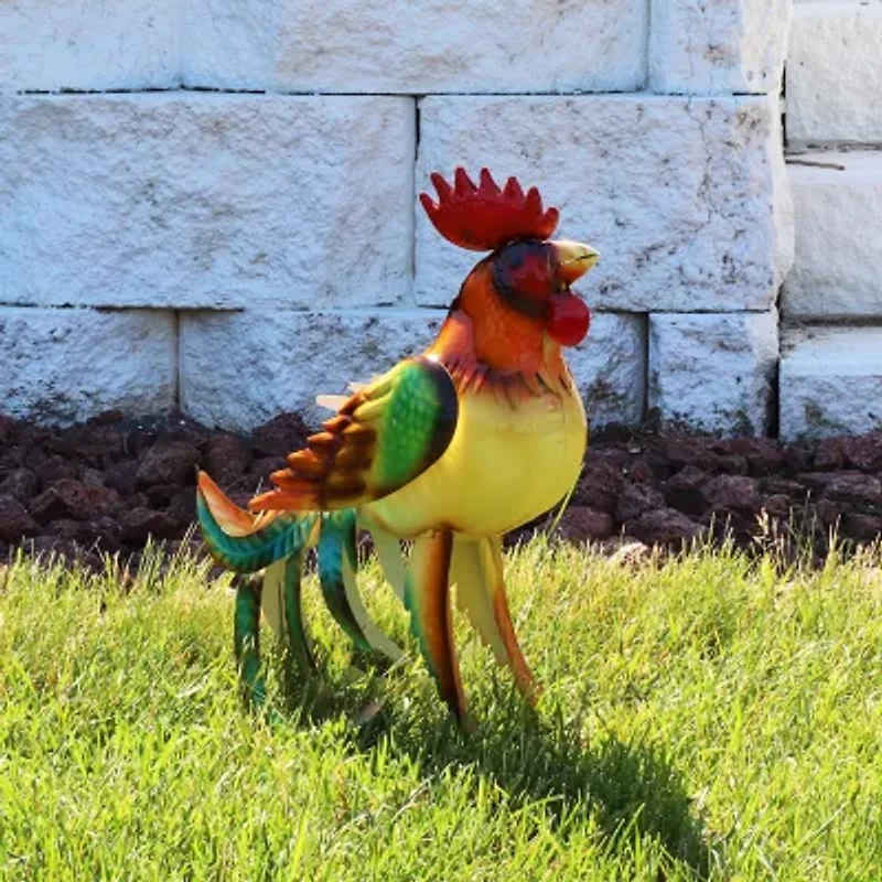 Net Health Shops Romeo The Rooster Outdoor Statue Metal Yard Art
