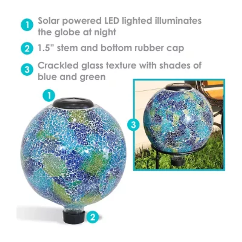 Net Health Shops Crackled Glass Gazing Ball - 10 Inch 2-pc. Yard Art