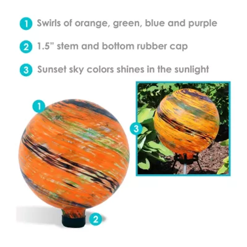 Net Health Shops Sunset Glass Gazing Globe - 10 Inch 2 pc. Yard Art