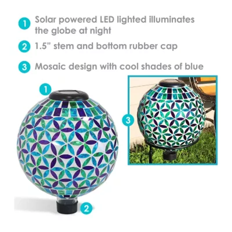 Net Health Shops Cool Blooms Mosaic Gazing Globe - 10 Inch Glass Yard Art