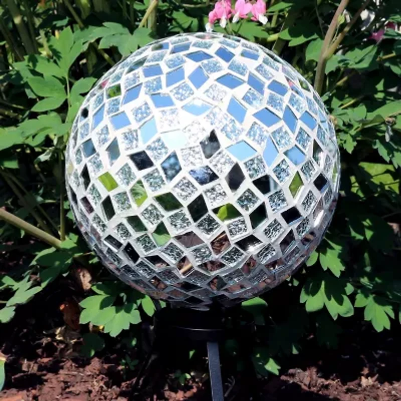 Net Health Shops Diamond Mosaic Gazing Globe - 10 Inch Glass Yard Art